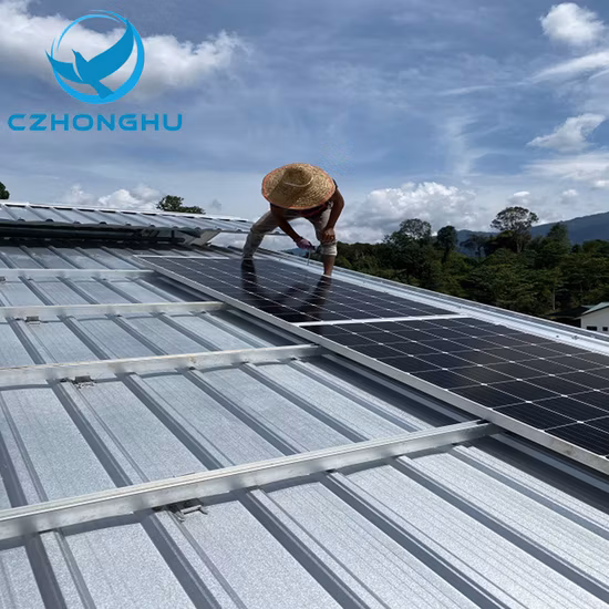 Montaggio sul tetto Tegola solare Ganci per tetto Estremità per binario in alluminio Morsetto solare MID Sistema di montaggio per ringhiera sul tetto fotovoltaico